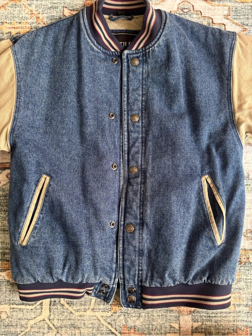 Vintage Kids Two-Tone Denim & Tan Bomber Jacket by North Bay